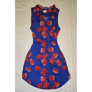 Market & Spruce Sleeveless Floral Blue/Red Poppy Jeanie Shift Dress Size Small